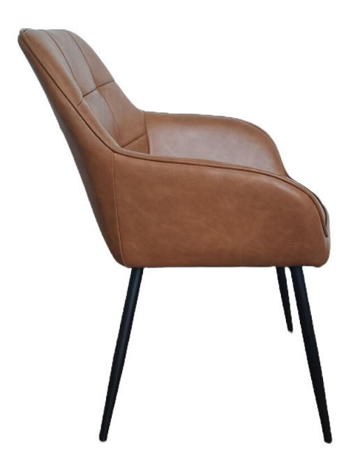 STOL MED ARMSTÖD läderimitation  - brun/svart, Design, metall/textil (58/84/59cm) - Niels Andersson