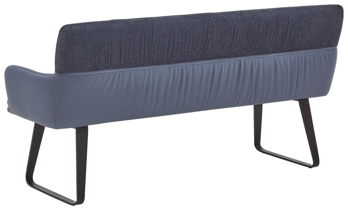 SITZBANK Metall, Textil Hellgrau  - Hellgrau/Schwarz, Design, Textil/Metall (180/86/68cm) - Valdera