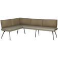 ECKBANK 165/225 cm  in Graubraun  - Graubraun/Schwarz, Design, Textil/Metall (165/225cm) - Moderano