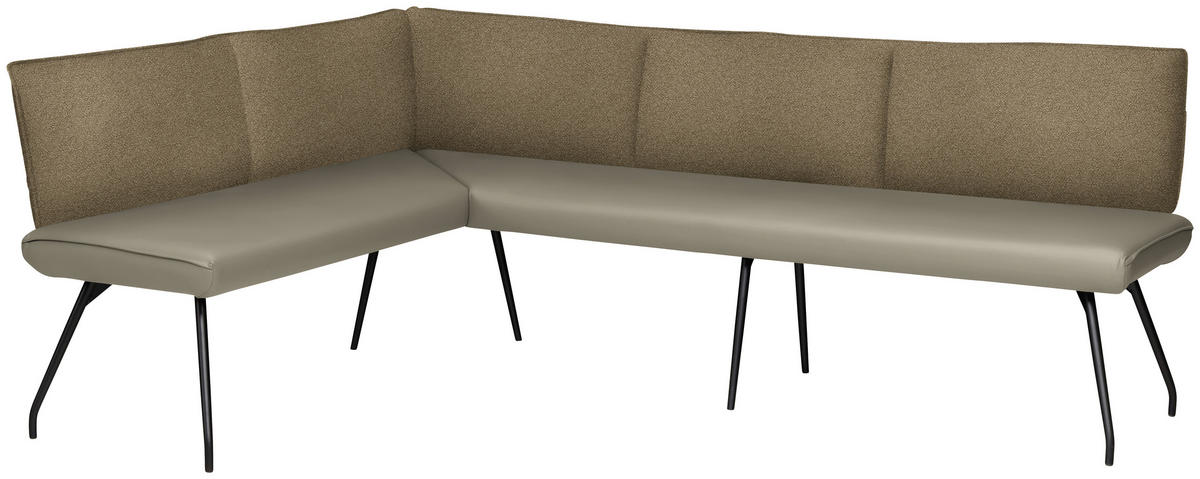 ECKBANK 165/225 cm  in Graubraun  - Graubraun/Schwarz, Design, Textil/Metall (165/225cm) - Moderano