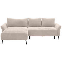 HÖRNSOFFA i chenille cremefärgad  - svart/cremefärgad, Klassisk, metall/textil (164/255cm) - MID.YOU