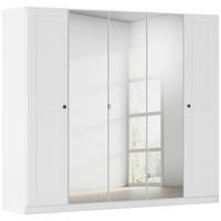 DREHTÜRENSCHRANK 226/197/54 cm,  in Weiß, 5-türig  - Schwarz/Weiß, KONVENTIONELL, Glas/Holzwerkstoff (226/197/54cm) - home24