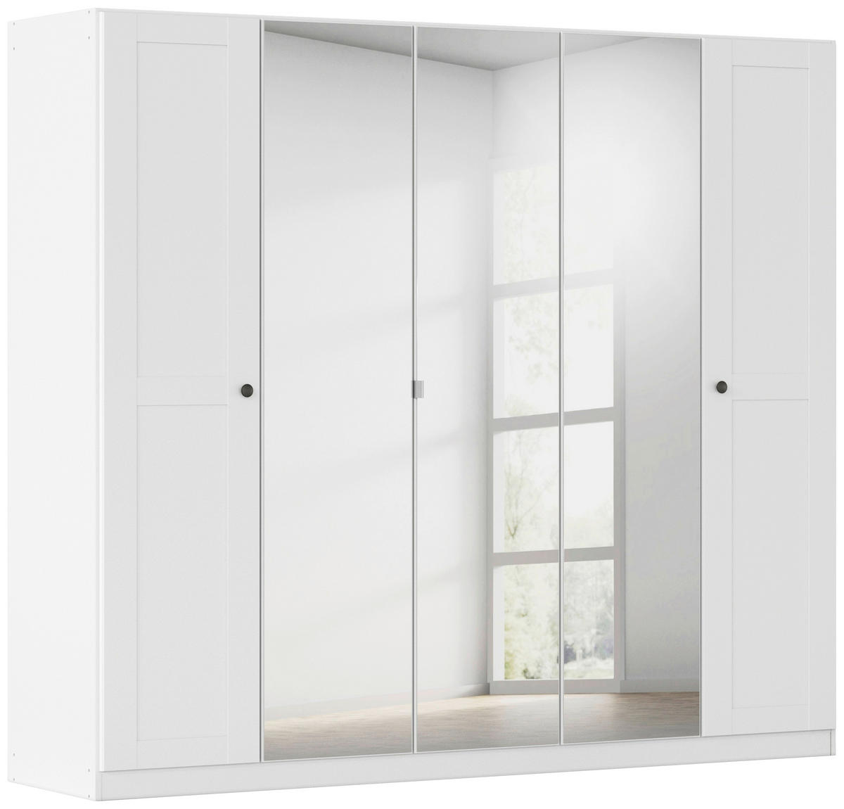 DREHTÜRENSCHRANK 226/197/54 cm,  in Weiß, 5-türig  - Schwarz/Weiß, KONVENTIONELL, Glas/Holzwerkstoff (226/197/54cm) - home24