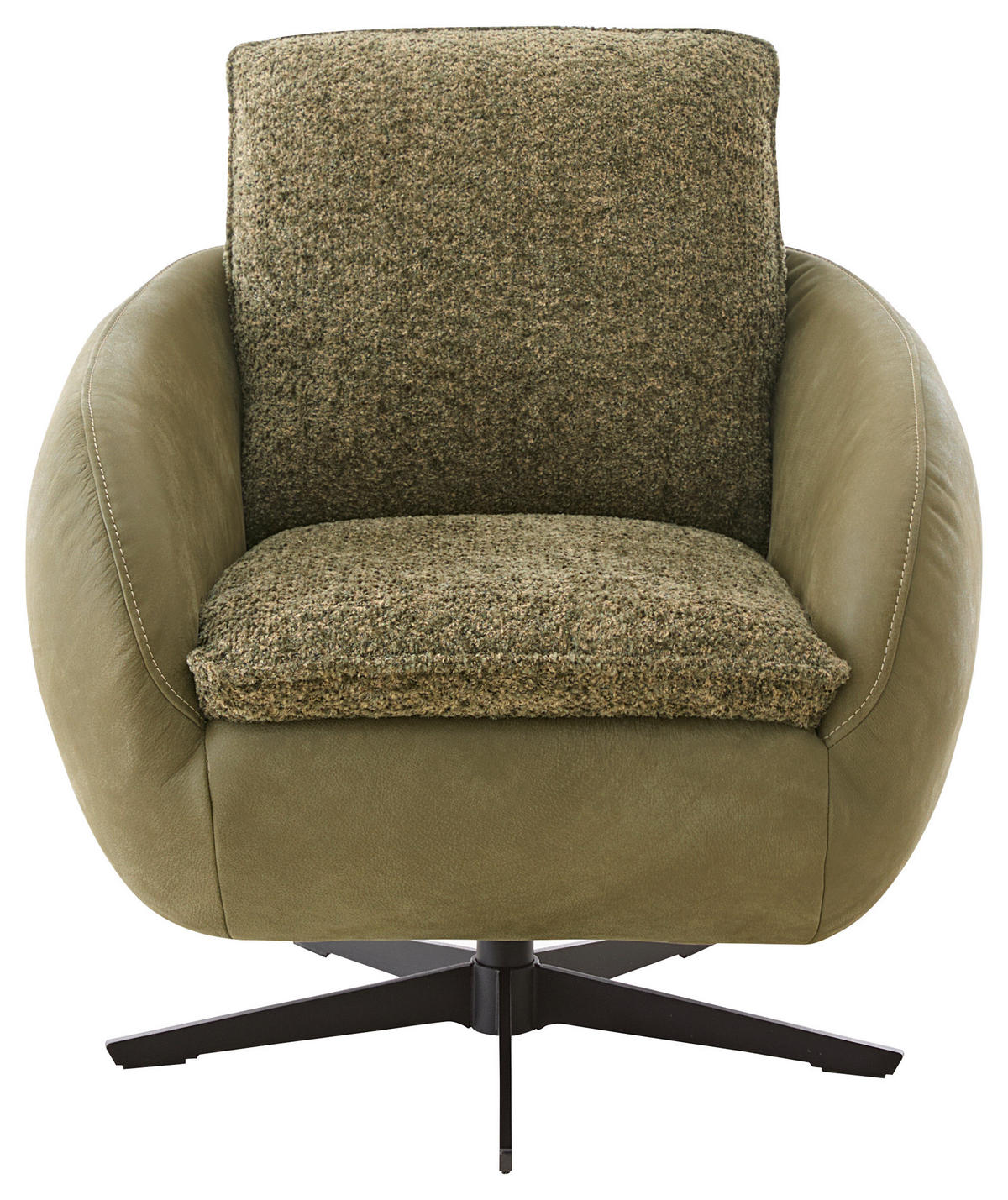 SESSEL in Flachgewebe Echtleder Dunkelgrün  - Dunkelgrün/Beige, Design, Leder/Textil (83/85/83cm) - Koinor