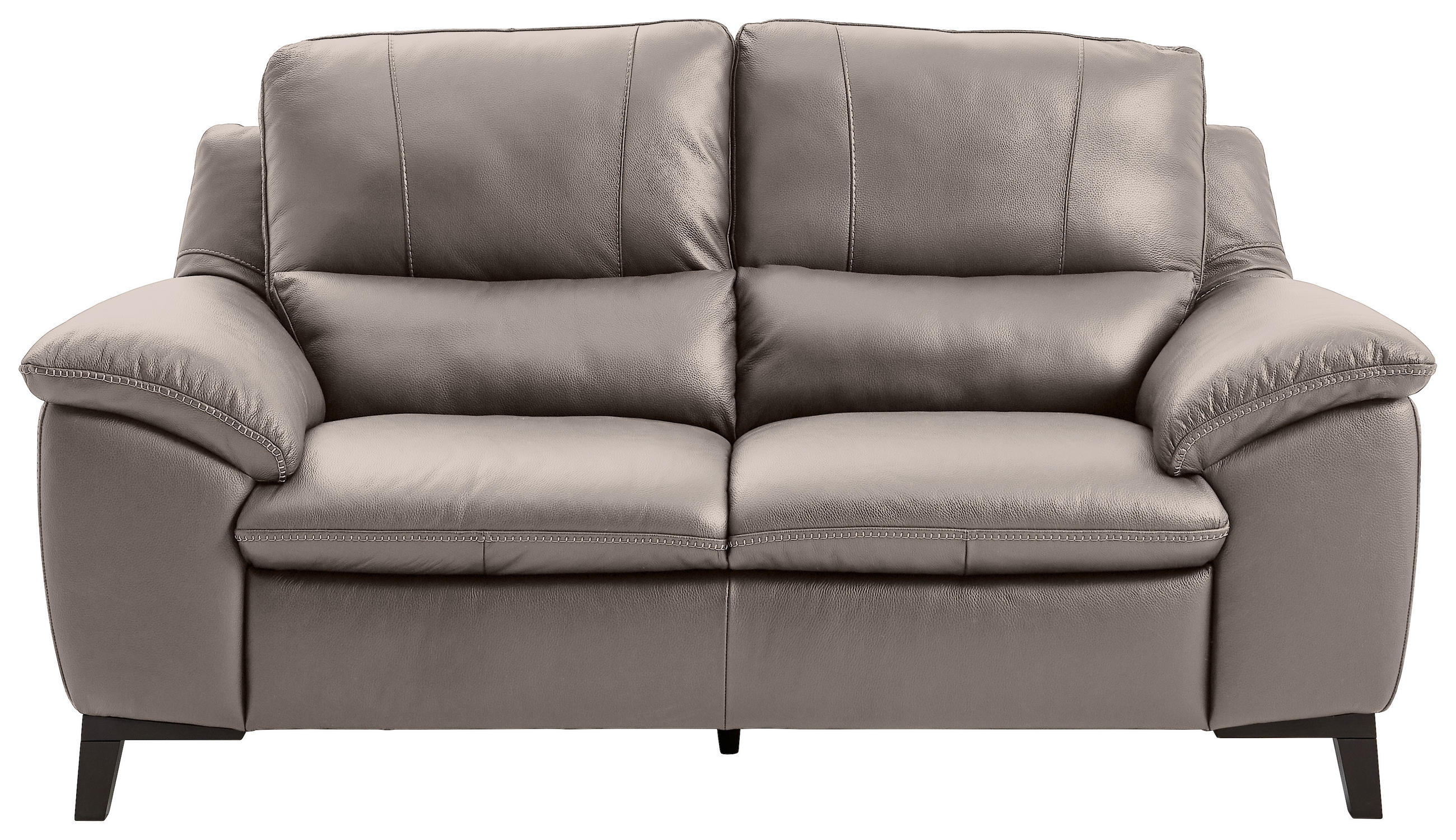 2-SITZER-SOFA Kombination Echtleder/Lederlook Grau  - Wengefarben/Grau, Design, Leder/Holz (174/97/95cm) - Livetastic