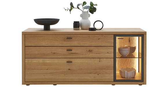 SIDEBOARD 168/74/45,0 cm  - Wildeiche/Dunkelgrau, Design, Glas/Holz (168/74/45,0cm) - Valnatura