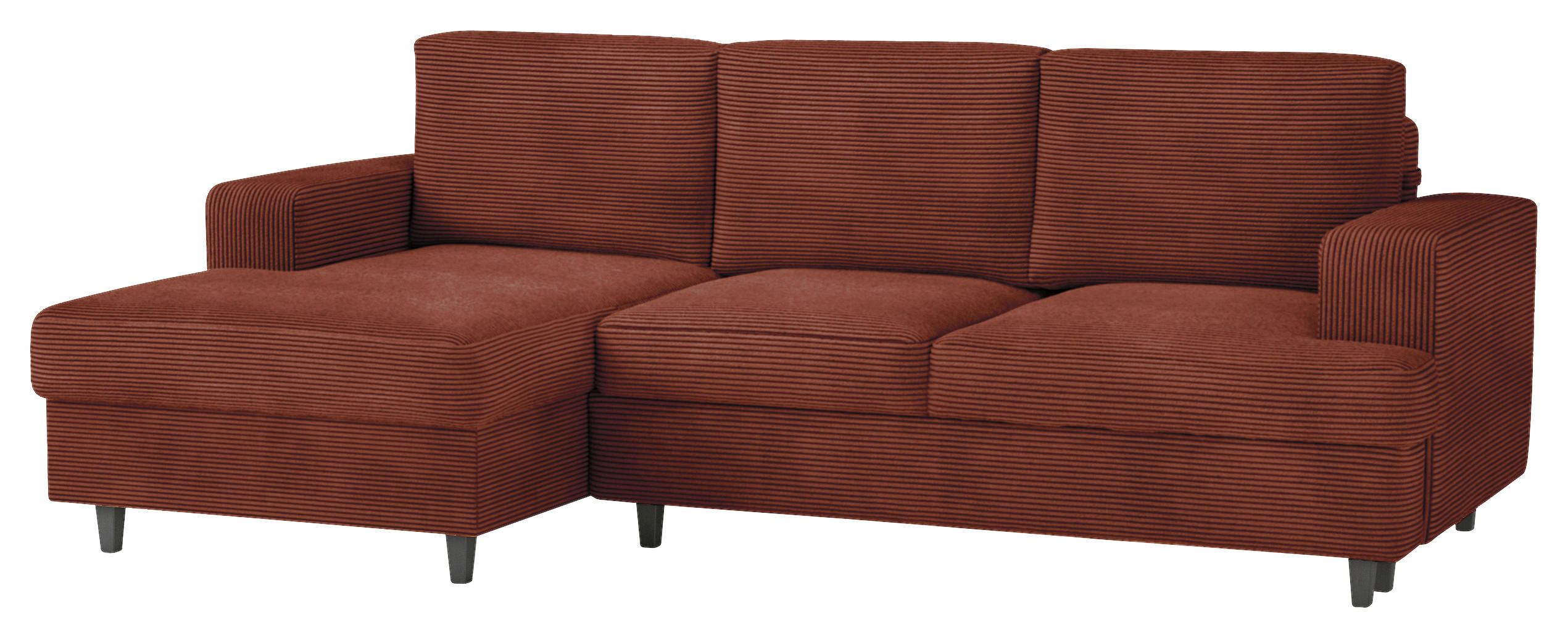 ECKSOFA Rostfarben Cord, Velours  - Rostfarben/Schwarz, Design, Holz/Textil (140/247cm) - MID.YOU