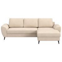 ECKSOFA Chenille Naturfarben  - Schwarz/Naturfarben, Trend, Textil/Metall (255/154cm) - MID.YOU