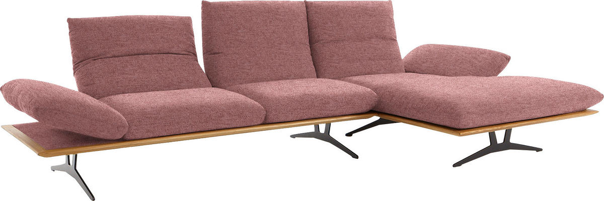 ECKSOFA in Flachgewebe Altrosa  - Schwarz/Altrosa, Design, Holz/Textil (314/159cm) - Dieter Knoll