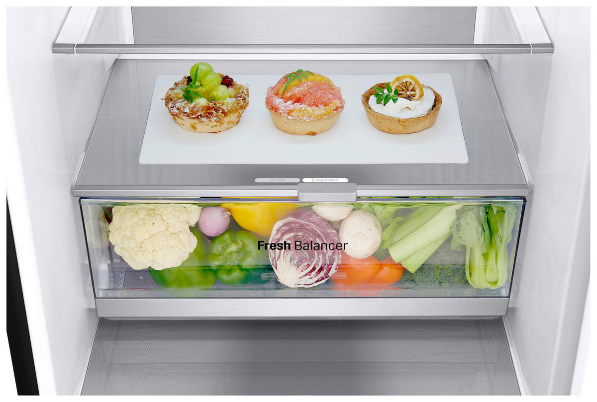 KÜHL-GEFRIER-KOMBINATION GBV7280AEV  - Schwarz, Basics, Glas/Kunststoff (59.5/203/67.5cm) - LG