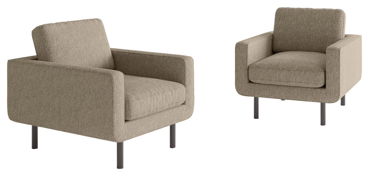 SESSEL in Flachgewebe Braun  - Schwarz/Braun, Design, Textil/Metall (70/80/92cm) - Livetastic