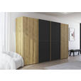 SCHWEBETÜRENSCHRANK 360/223/68 cm 4-türig Schwarz, Eichefarben  - Eichefarben/Schwarz, Design, Glas/Holz (360/223/68cm) - Novel