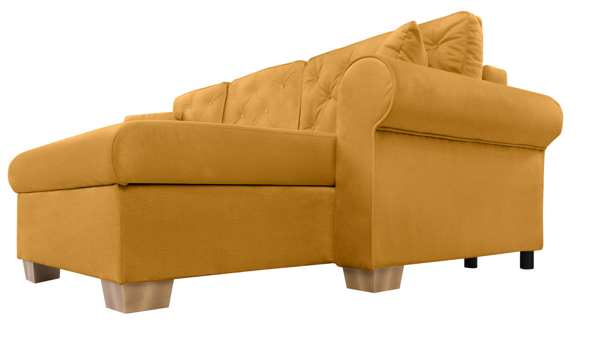 ECKSOFA in Gelb  - Gelb/Buchefarben, Design, Holz/Textil (266/161cm) - MID.YOU