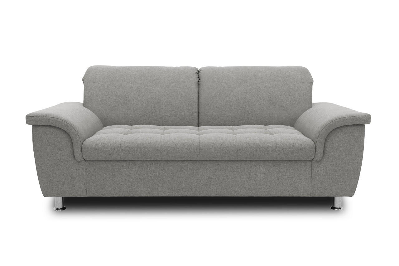Zweisitzer-Sofa mit Funktion Webstoff Graubraun  - Chromfarben/Graubraun, KONVENTIONELL, Textil/Metall (190/81/105cm) - MID.YOU