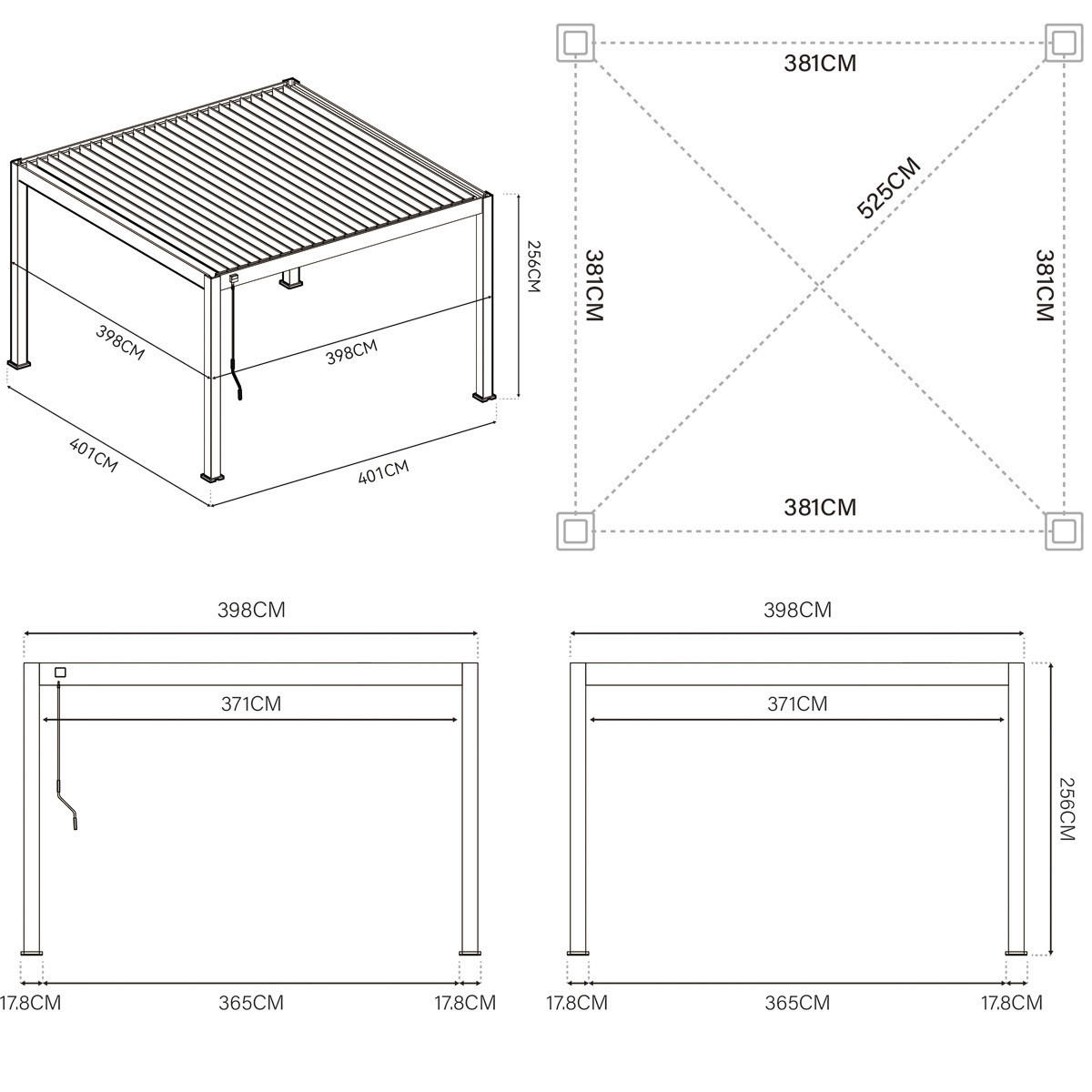 PERGOLA 400/255/400 cm   - Weiß, Basics, Metall (400/255/400cm) - WEIDE