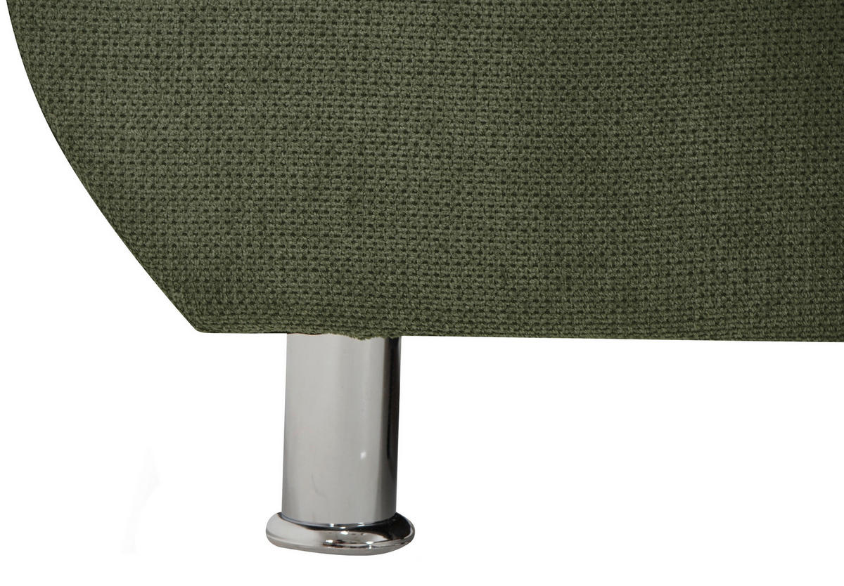 ECKSOFA in Flachgewebe, Mikrofaser Grün  - Chromfarben/Grün, Design, Kunststoff/Textil (312/198cm) - Livetastic