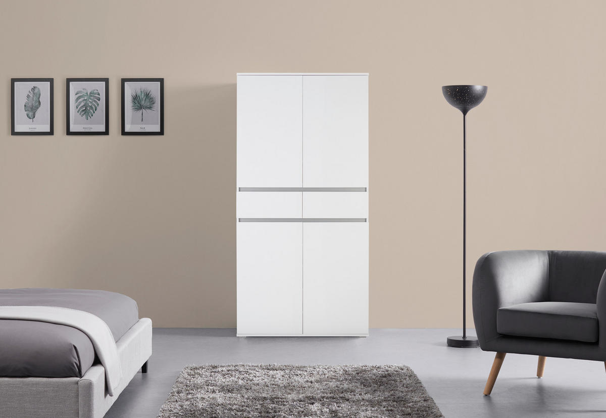 MEHRZWECKSCHRANK 100/200/37 cm  in Weiß  - Silberfarben/Weiß, KONVENTIONELL, Holzwerkstoff/Kunststoff (100/200/37cm) - Xora