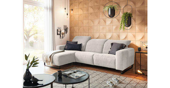 ECKSOFA  in Cord Creme  180/266 cm  - Creme/Schwarz, KONVENTIONELL, Textil/Metall (180/266cm) - Hom`in