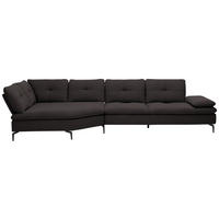 ECKSOFA in Flachgewebe Schwarz  - Schwarz, Design, Textil/Metall (157/344cm) - Chilliano
