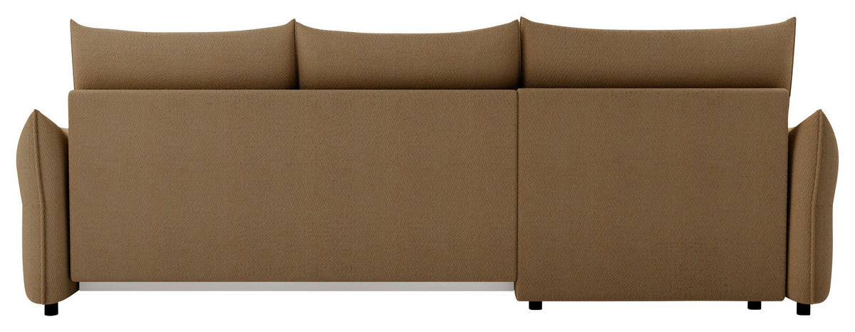 ECKSOFA Braun Webstoff Rückenkissen, Bettkasten, Schlaffunktion, Rücken echt, Liegefläche im Originalstoff  - Schwarz/Braun, KONVENTIONELL, Kunststoff/Textil (179/306cm) - Milino