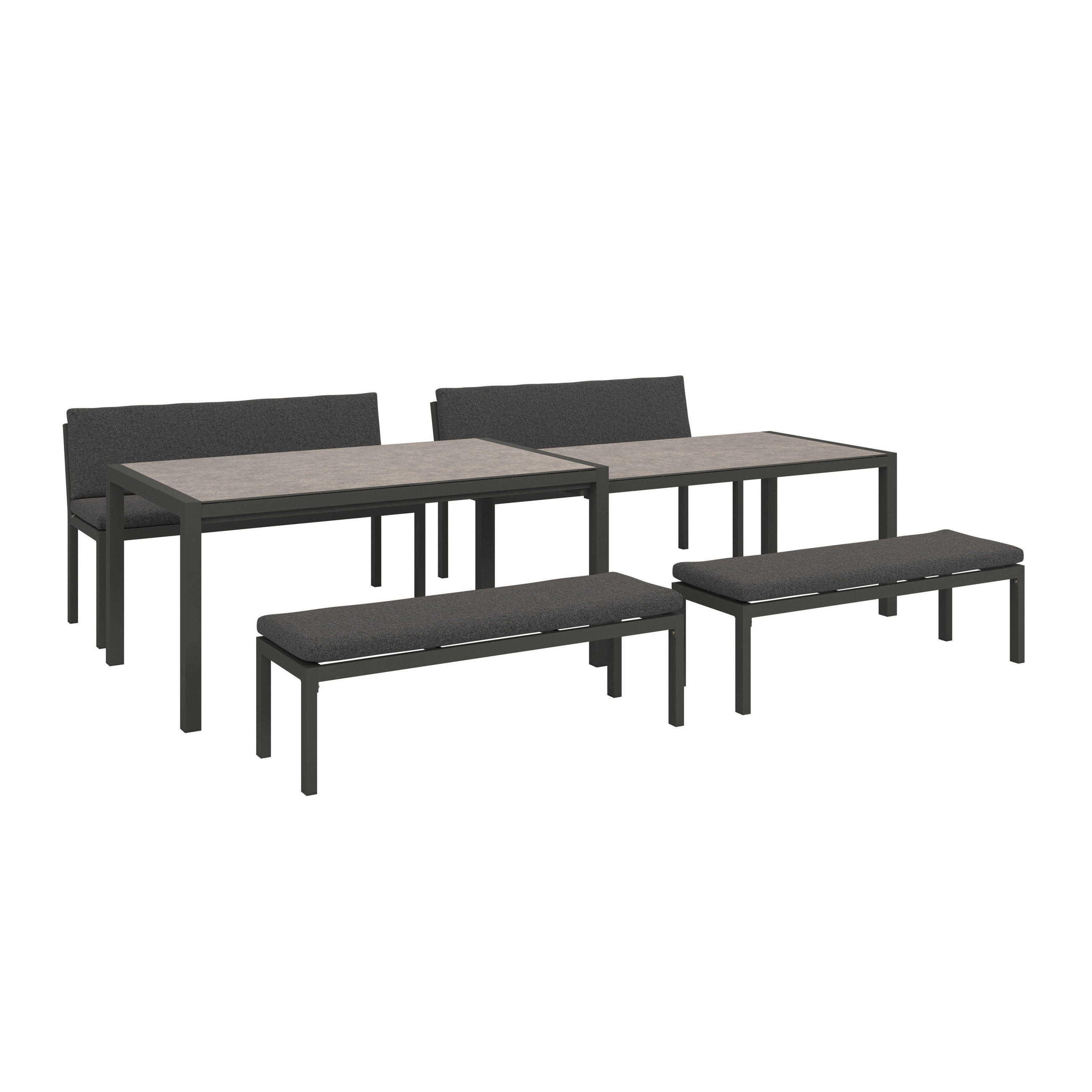 KERTI BÚTORSZETT 12 részes  - antracit/sötétszürke, Design, Üveg/textil - Amatio