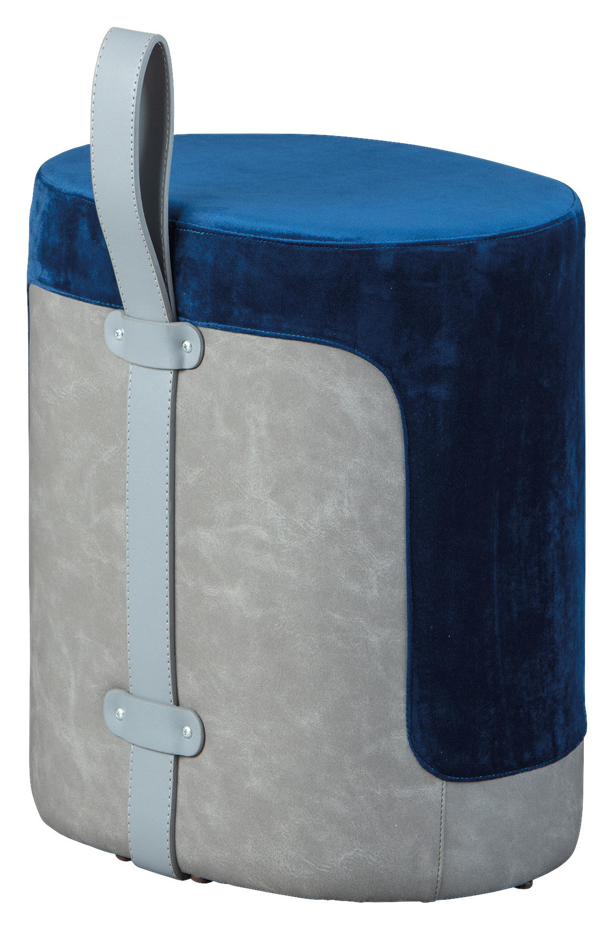TABURETKA, plast, textil, kompozitné drevo, 38/43/32,5 cm - modrá/sivá, Konventionell, kompozitné drevo/textil (38/43/32,5cm) - MID.YOU