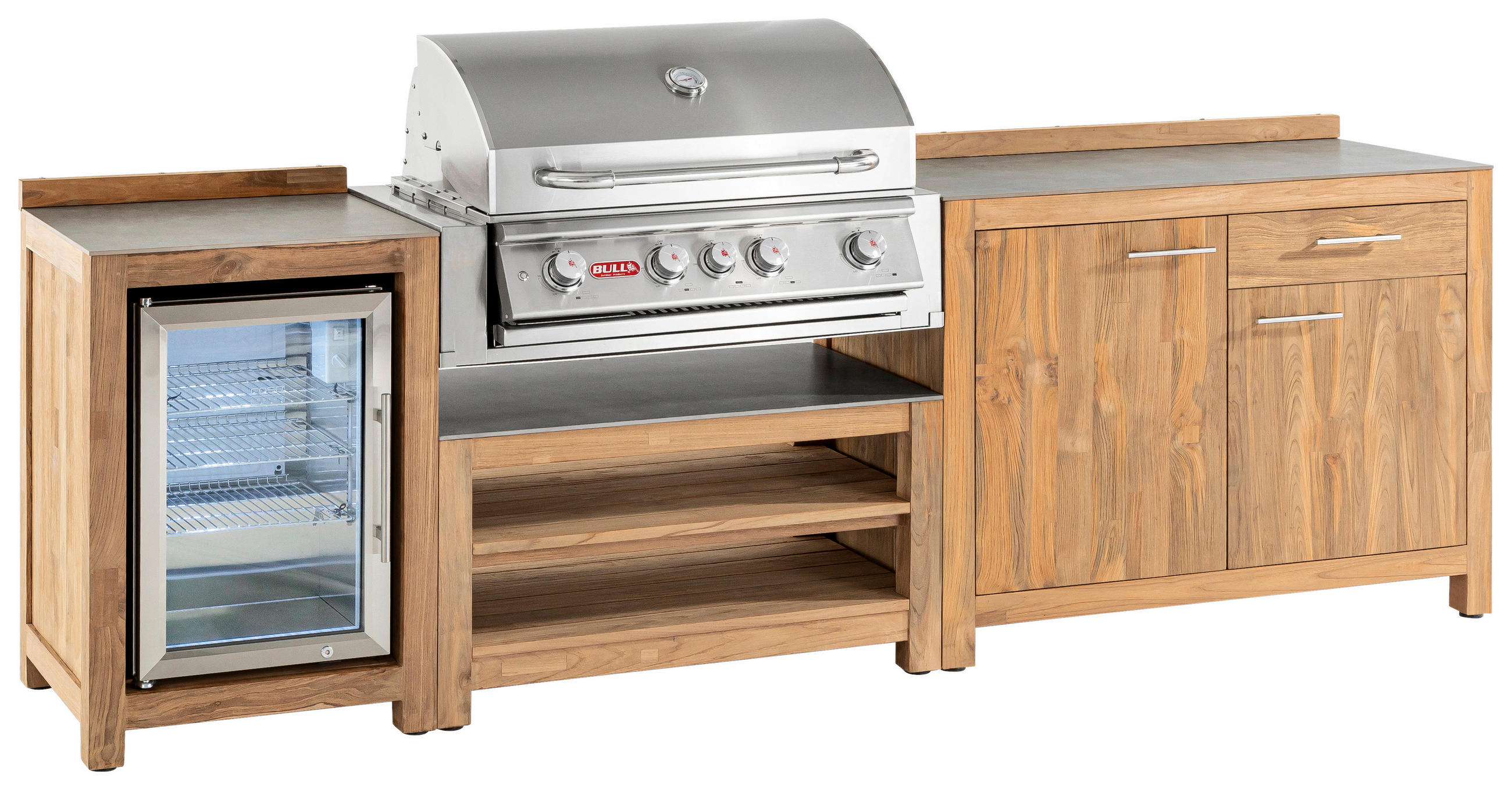 OUTDOORKÜCHE  - Edelstahlfarben/Titanfarben, Trend, Holz/Keramik (276/94,7/57,5cm)