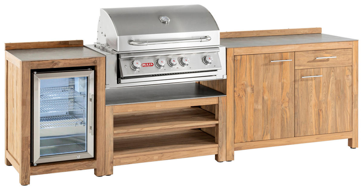 OUTDOORKÜCHE  - Edelstahlfarben/Titanfarben, Trend, Holz/Keramik (276/94,7/57,5cm)