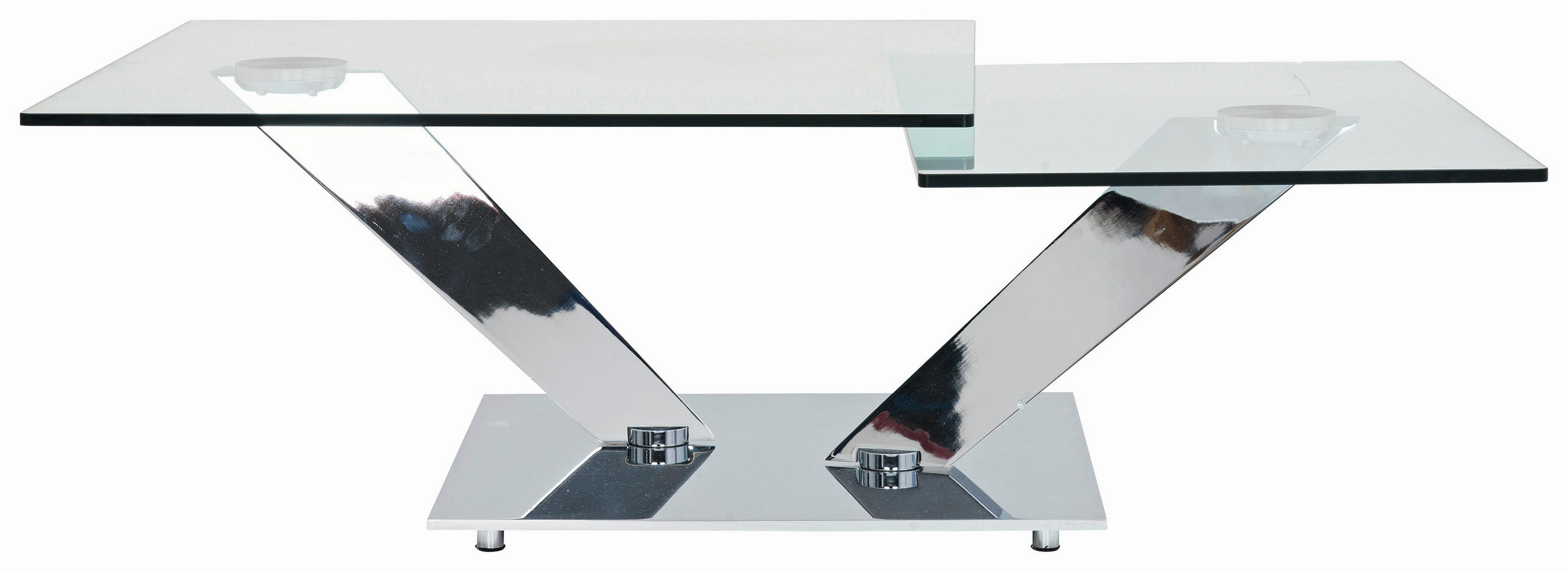 COUCHTISCH in Metall, Glas 84-129/106/40 cm  - Chromfarben, Design, Glas/Metall (84-129/106/40cm)