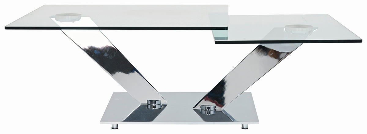 COUCHTISCH in Metall, Glas 84-129/106/40 cm  - Chromfarben, Design, Glas/Metall (84-129/106/40cm)