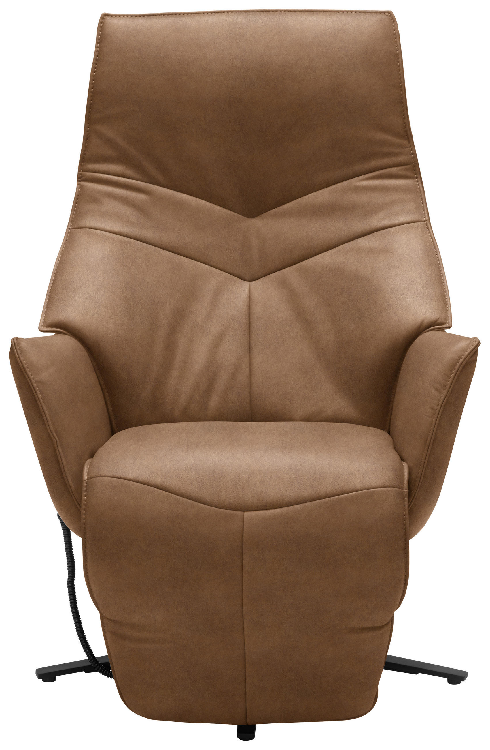 RELAXSESSEL Lederlook Kopfteilverstellung, Fußteilverstellung    - Hellbraun/Anthrazit, Design, Textil/Metall (74/113/84cm) - Himolla