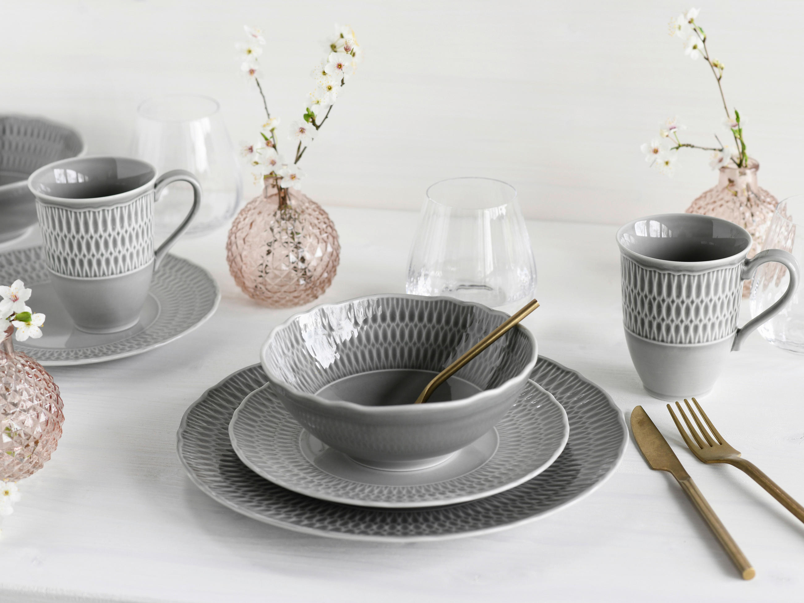KOMBISERVICE Sofia 8-teilig  - Grau, Trend, Keramik (39,5/43/37cm) - Creatable