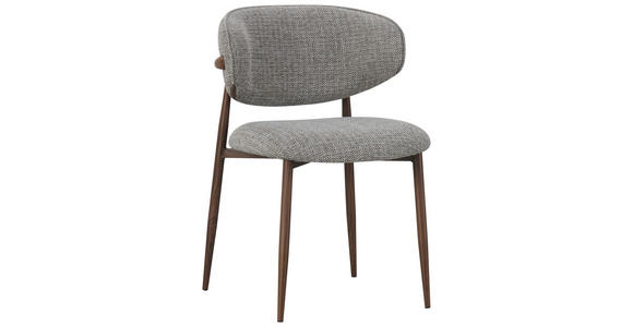 STUHL Webstoff Braun, Nussbaumfarben  - Nussbaumfarben/Braun, Design, Textil/Metall (53/79/58cm) - Novel