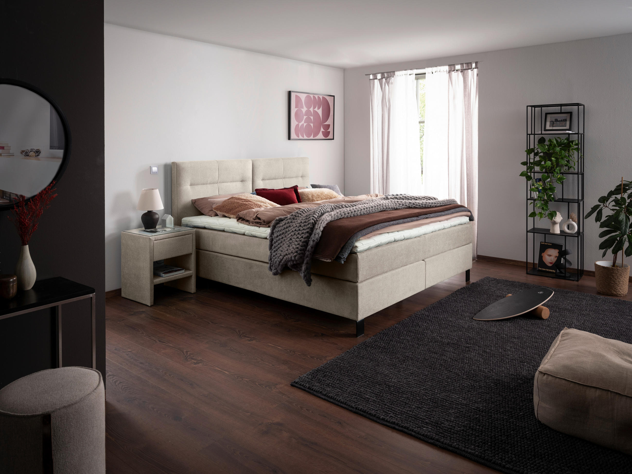 BOXSPRINGBETT 180/220 cm  in Beige  - Beige/Schwarz, KONVENTIONELL, Textil/Metall (180/220cm) - Esposa