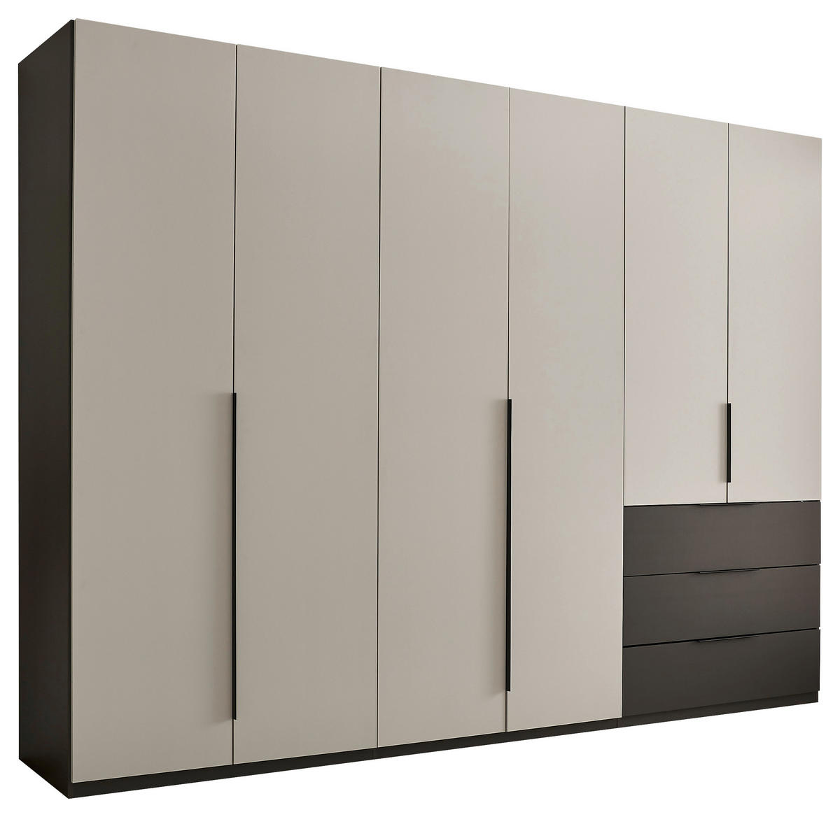 DREHTÜRENSCHRANK 300/225,5/60 cm 6-türig Graphitfarben, Hellgrau  - Hellgrau/Schwarz, MODERN, Holzwerkstoff/Kunststoff (300/225,5/60cm) - MID.YOU