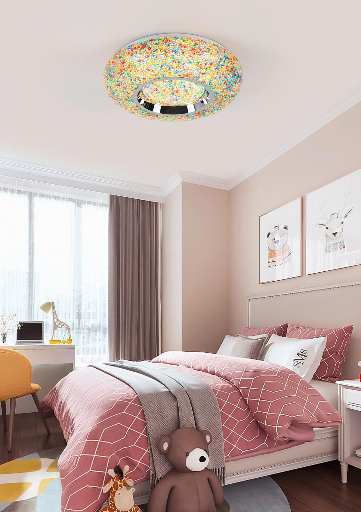 LED-TAKLAMPA 24 W 38/8 cm  - vit/kromfärg, Trend, metall/plast (38/8cm) - Novel