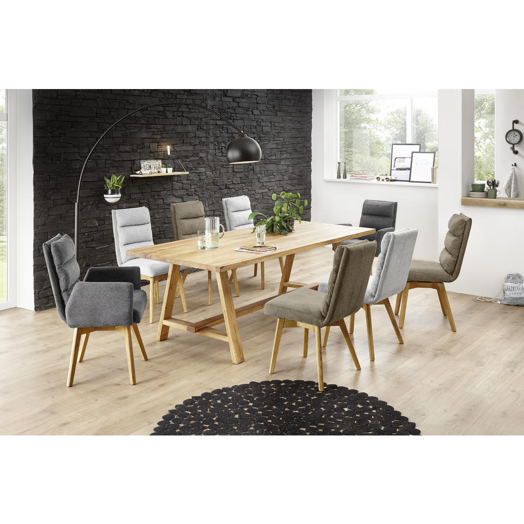Thumbnail - Mid.you Armlehnstuhl, Blau, Holz, Textil, Wildeiche, massiv, konisch, eckig, 61x95x65 cm, Esszimmer, Stühle, Esszimmerst...