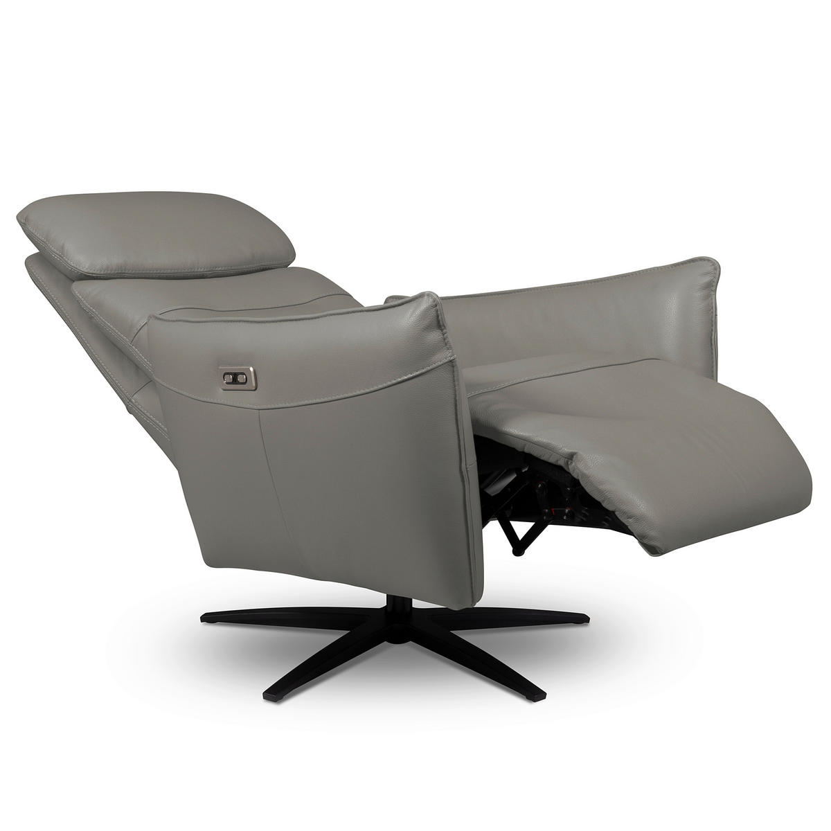 RELAXSESSEL in Leder Grau  - Schwarz/Grau, Design, Leder/Metall (77/107/88cm) - Livetastic