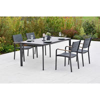 GARTENTISCHGRUPPE  - Graphitfarben/Naturfarben, KONVENTIONELL, Glas/Kunststoff - Gardenson