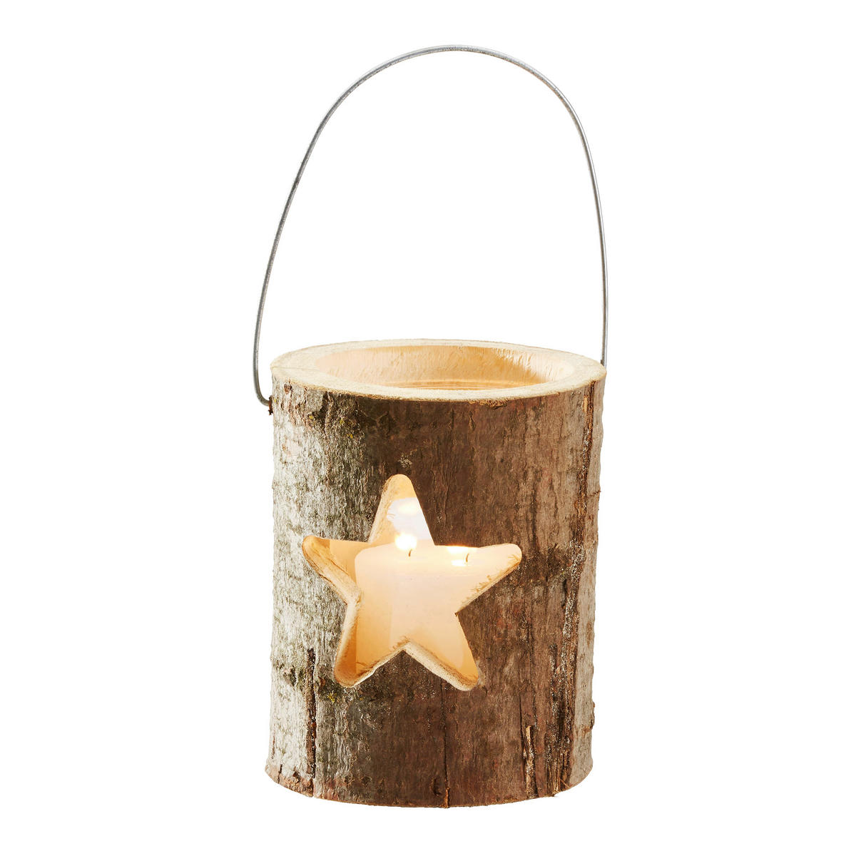 WINDLICHT - Naturfarben, Natur, Glas/Holz (21/26cm) - X-Mas