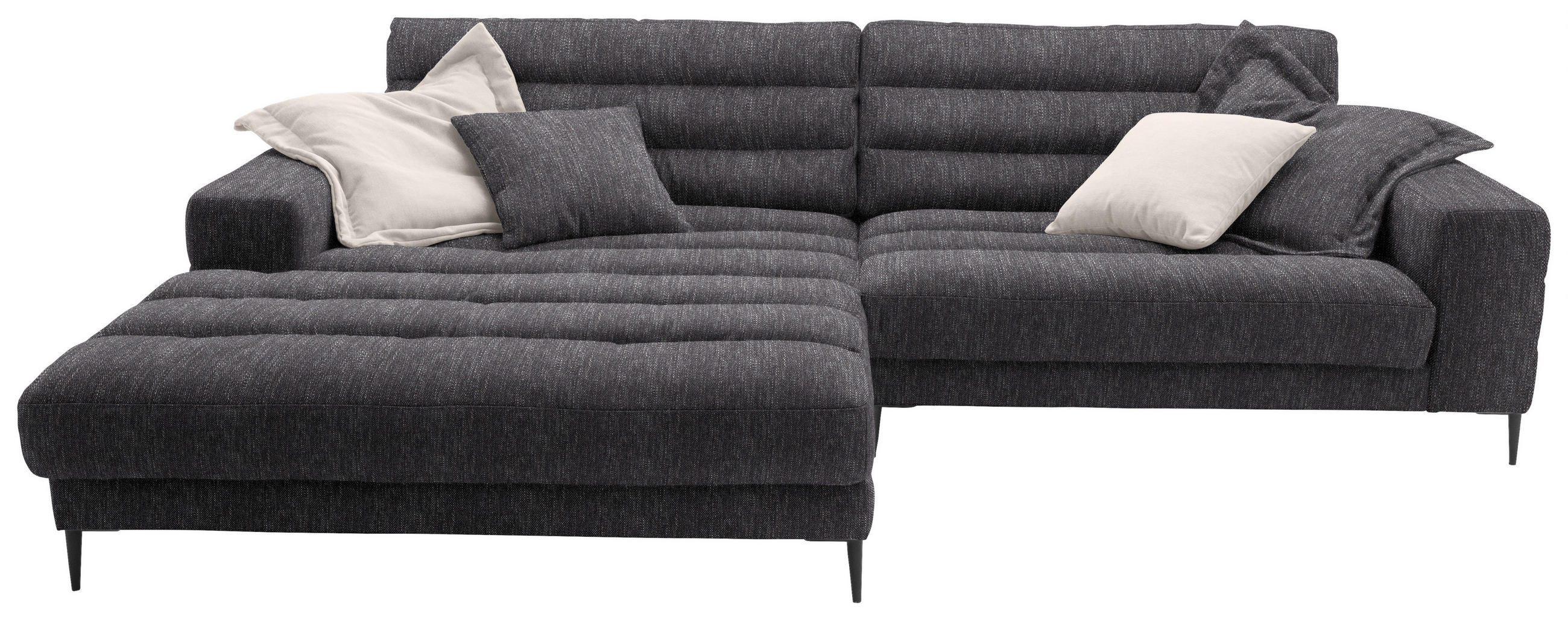 ECKSOFA in Flachgewebe Grau  - Schwarz/Grau, Design, Textil/Metall (207/296cm) - Dieter Knoll