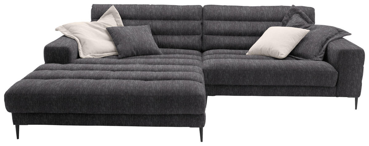 ECKSOFA in Flachgewebe Grau  - Schwarz/Grau, Design, Textil/Metall (207/296cm) - Dieter Knoll