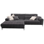 ECKSOFA in Flachgewebe Grau  - Schwarz/Grau, Design, Textil/Metall (207/296cm) - Dieter Knoll