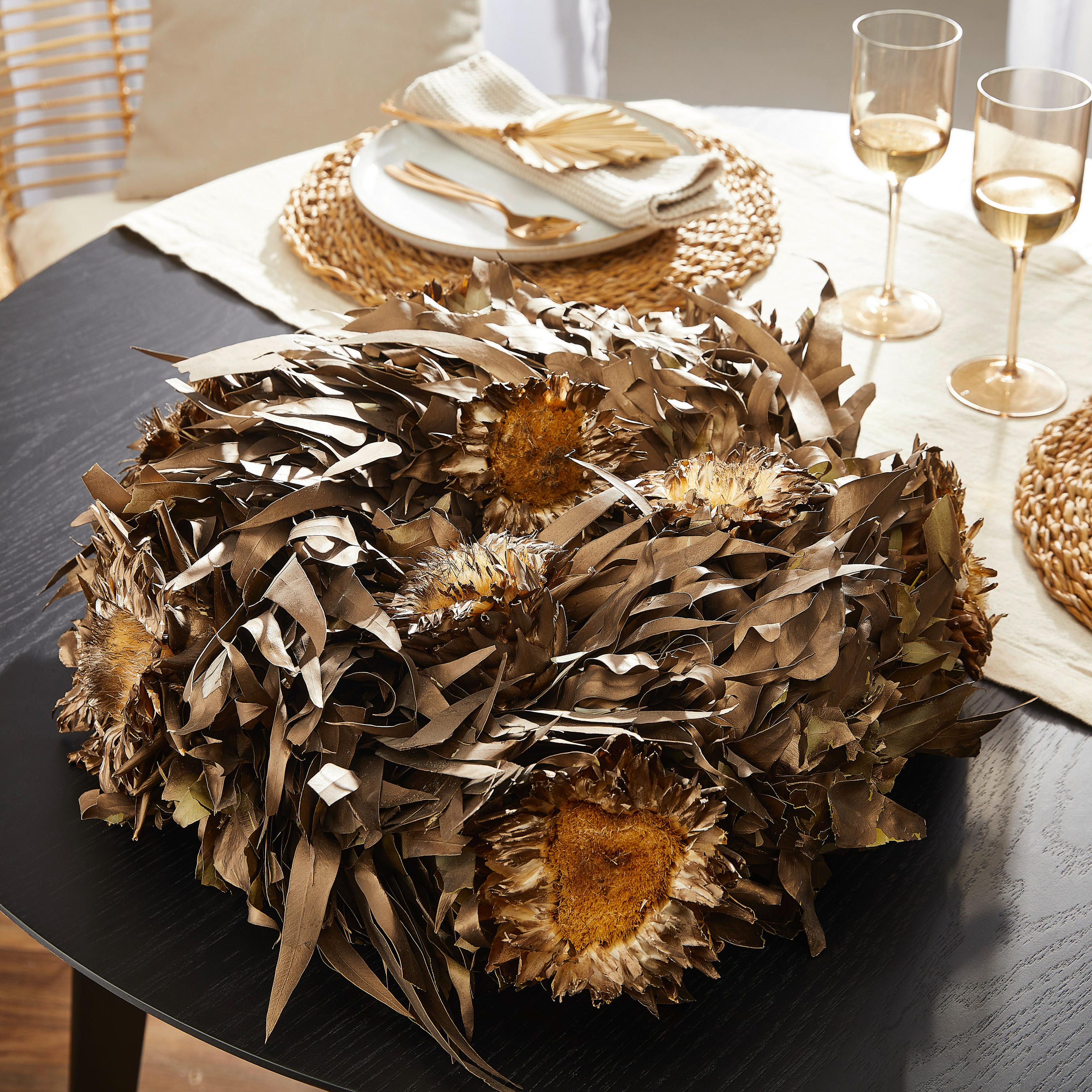 TROCKENBLUMENKRANZ  - Silberfarben/Bronzefarben, Trend, Naturmaterialien (45cm) - X-Mas