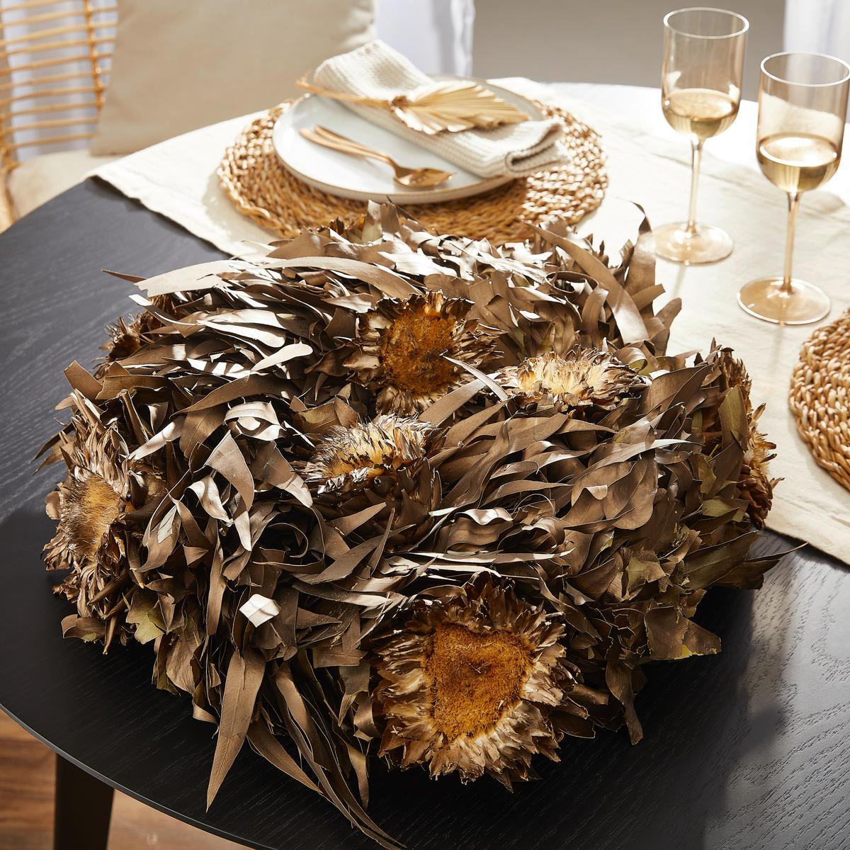 TROCKENBLUMENKRANZ  - Silberfarben/Bronzefarben, Trend, Naturmaterialien (45cm) - X-Mas