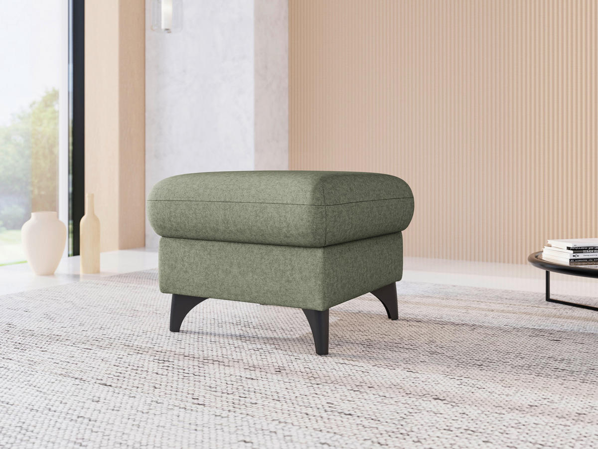 HOCKER GLENDALE E Flachgewebe Olivgrün  - Schwarz/Olivgrün, KONVENTIONELL, Textil/Metall (58/48/58cm) - Sit & More