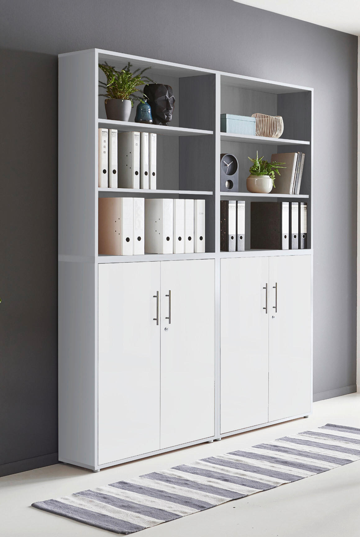 AKTENSCHRANK Grau, Weiß  - Weiß/Grau, MODERN, Holzwerkstoff (168,8/227,2/33cm) - MID.YOU