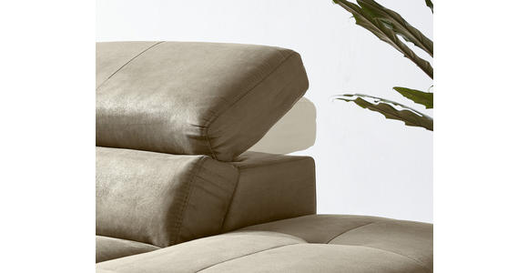 ECKSOFA inkl.Funktionen Sandfarben Lederlook - Sandfarben/Schwarz, Natur, Holz/Textil (282/226cm) - Novel