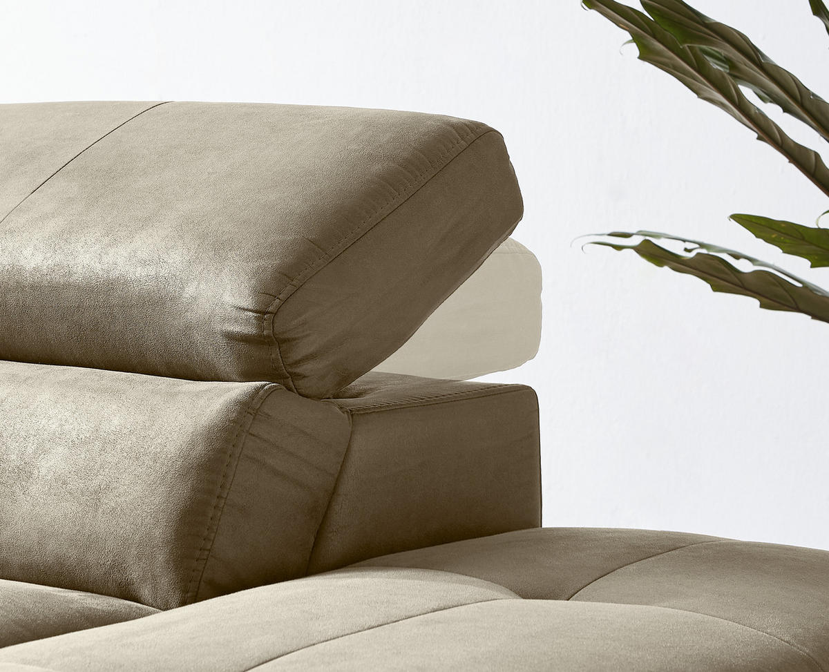 ECKSOFA inkl.Funktionen Sandfarben Lederlook  - Sandfarben/Schwarz, Natur, Holz/Textil (282/226cm) - Novel