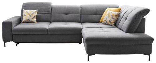 ECKSOFA Grau Chenille  - Schwarz/Grau, Design, Textil/Metall (310/240cm) - Xora
